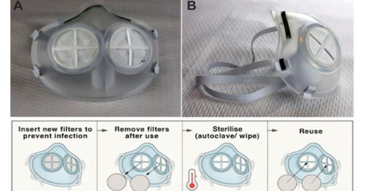 可重複使用的矽橡膠面罩，像N95一樣阻止病毒顆粒